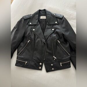 Sandro Black Leather Moto Jacket